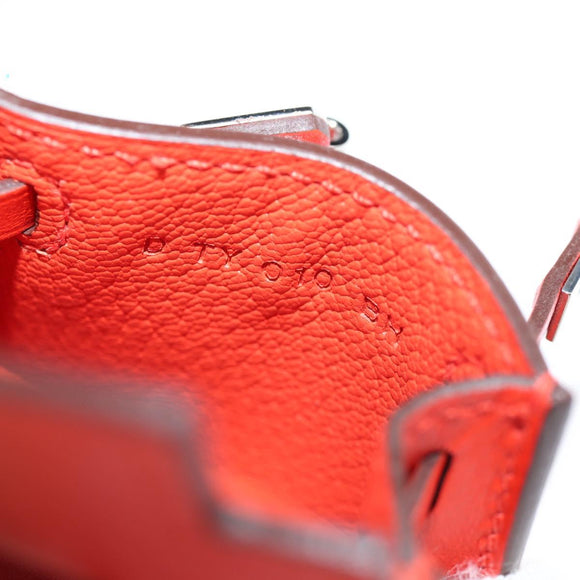 HERMES Micro Kelly Bag Charm Leather Orange Auth 141175SM
