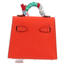 HERMES Micro Kelly Bag Charm Leather Orange Auth 141175SM-2