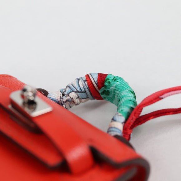 HERMES Micro Kelly Bag Charm Leather Orange Auth 141175SM