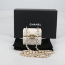 CHANEL Airpods case Earphone case Lamb Skin White CC Auth 141176M-12