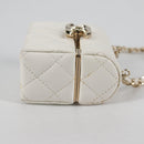 CHANEL Airpods case Earphone case Lamb Skin White CC Auth 141176M-4