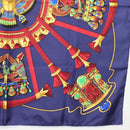 HERMES Caty Ancient Egyptian Scarab Pattern Carre 90 Scarf Silk Blue Auth 141181-10