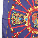 HERMES Caty Ancient Egyptian Scarab Pattern Carre 90 Scarf Silk Blue Auth 141181-5