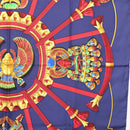 HERMES Caty Ancient Egyptian Scarab Pattern Carre 90 Scarf Silk Blue Auth 141181-7