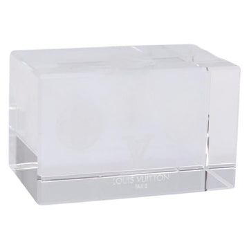 LOUIS VUITTON Paper weight Crystal glass Clear LV Auth 141182