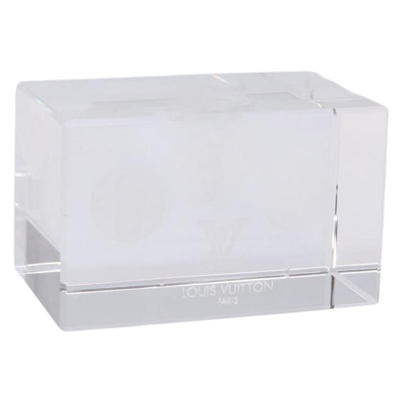 LOUIS VUITTON Paper weight Crystal glass Clear LV Auth 141182