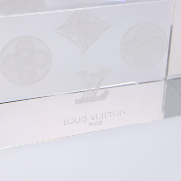 LOUIS VUITTON Paper weight Crystal glass Clear LV Auth 141182