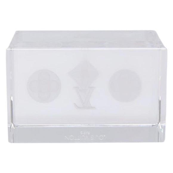 LOUIS VUITTON Paper weight Crystal glass Clear LV Auth 141182