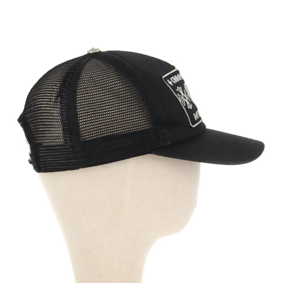 Chrome Hearts CH Patch Cross Ball Mesh Tracker Cap Cotton Black Auth 141185M