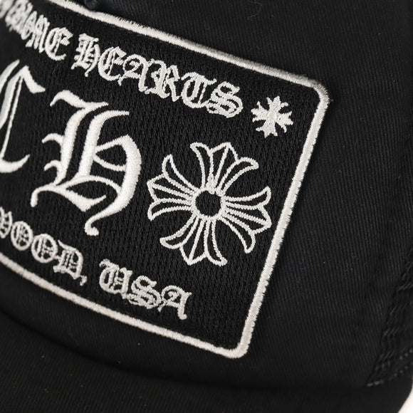 Chrome Hearts CH Patch Cross Ball Mesh Tracker Cap Cotton Black Auth 141185M