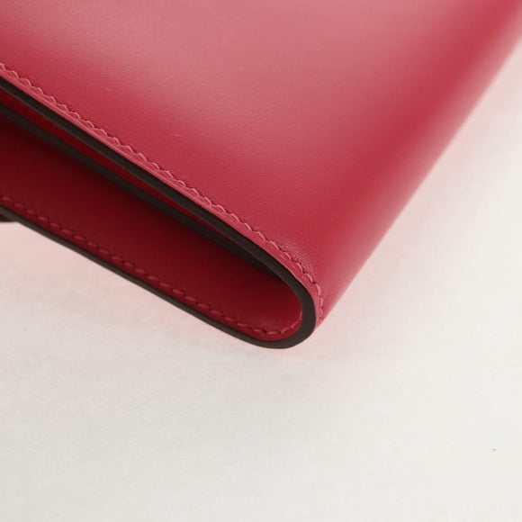 HERMES Constance Long Wallet Leather Pink Auth 141188SM