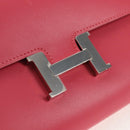 HERMES Constance Long Wallet Leather Pink Auth 141188SM-18
