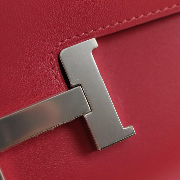 HERMES Constance Long Wallet Leather Pink Auth 141188SM