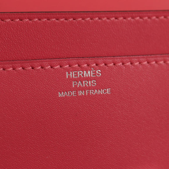 HERMES Constance Long Wallet Leather Pink Auth 141188SM