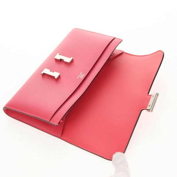 HERMES Constance Long Wallet Leather Pink Auth 141188M