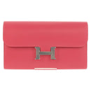 HERMES Constance Long Wallet Leather Pink Auth 141188M-13