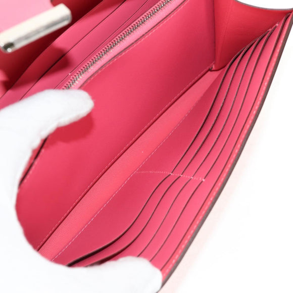 HERMES Constance Long Wallet Leather Pink Auth 141188SM