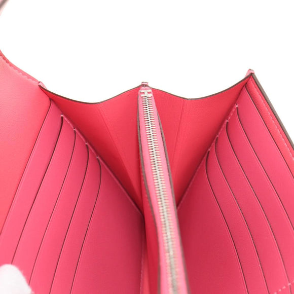 HERMES Constance Long Wallet Leather Pink Auth 141188SM