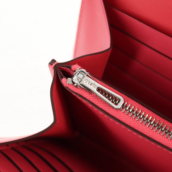 HERMES Constance Long Wallet Leather Pink Auth 141188M