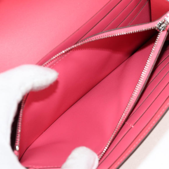 HERMES Constance Long Wallet Leather Pink Auth 141188SM
