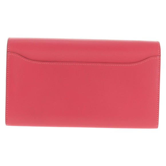 HERMES Constance Long Wallet Leather Pink Auth 141188M