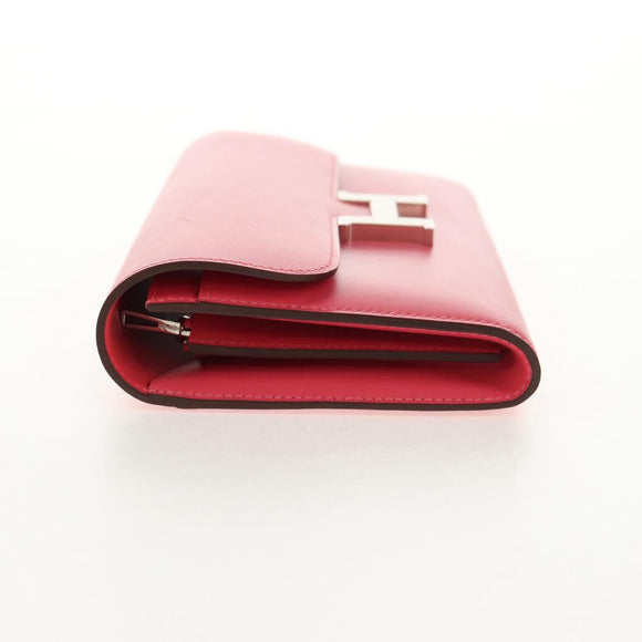 HERMES Constance Long Wallet Leather Pink Auth 141188SM