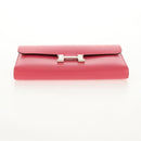 HERMES Constance Long Wallet Leather Pink Auth 141188M-6