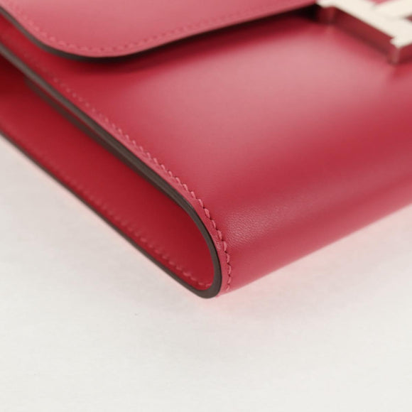 HERMES Constance Long Wallet Leather Pink Auth 141188SM