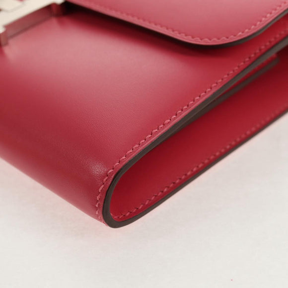 HERMES Constance Long Wallet Leather Pink Auth 141188SM