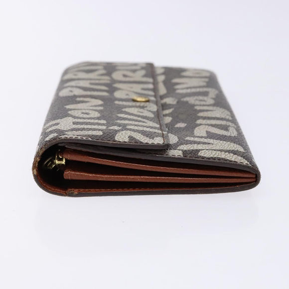 LOUIS VUITTON Monogram Graffiti Porte Monnaie Credit White M92189 LV Auth 141190