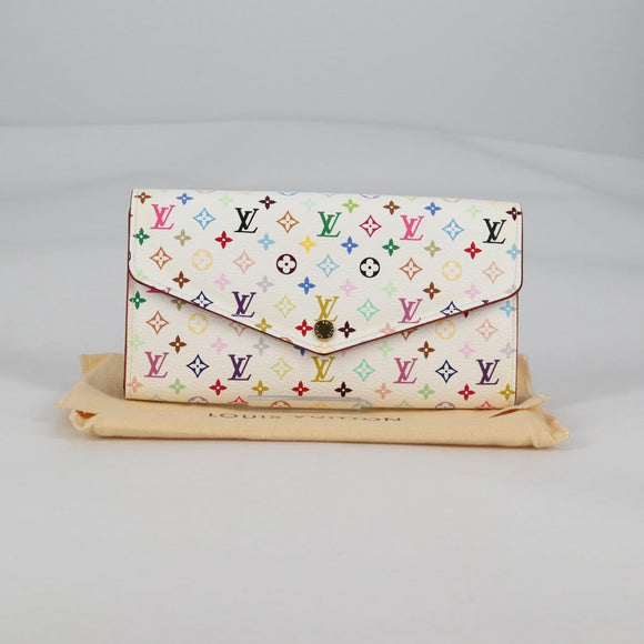 LOUIS VUITTON Multicolor Portefeuille Sarah Wallet White M60667 Auth 141191V
