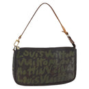 LOUIS VUITTON Graffiti Pochette Accessoires Pouch Khaki M92191 LV Auth 141215-1
