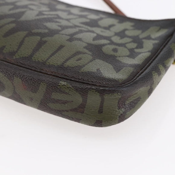 LOUIS VUITTON Graffiti Pochette Accessoires Beutel Khaki M92191 LV Auth 141215