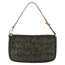 LOUIS VUITTON Graffiti Pochette Accessoires Pouch Khaki M92191 LV Auth 141215-13