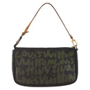 LOUIS VUITTON Graffiti Pochette Accessoires Pouch Khaki M92191 LV Auth 141215-2