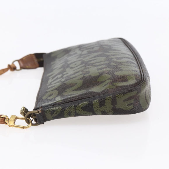 LOUIS VUITTON Graffiti Pochette Accessoires Pouch Khaki M92191 LV Auth 141215