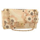 CHANEL Camelia Chain Shoulder Bag Satin Pink Gold CC Auth 141221-1