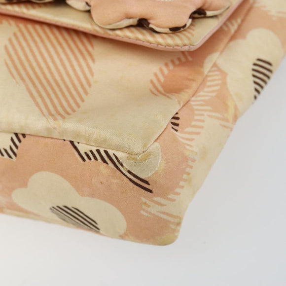 CHANEL Camelia Chain Shoulder Bag Satin Pink Gold CC Auth 141221