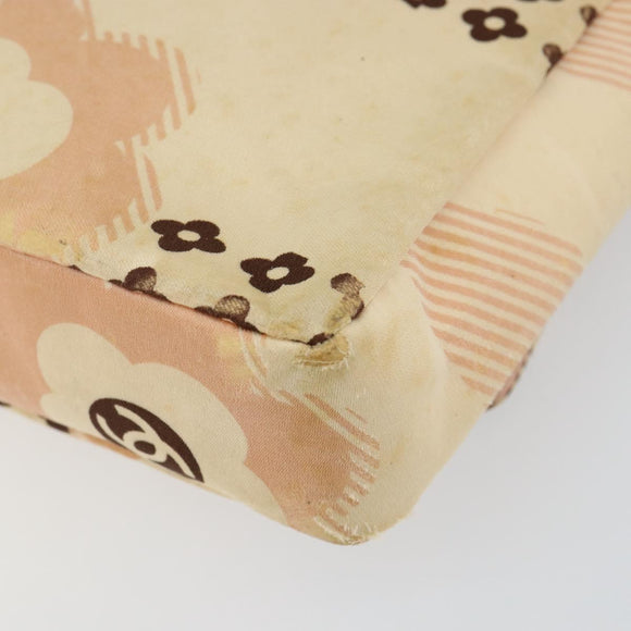 CHANEL Camelia Chain Shoulder Bag Satin Pink Gold CC Auth 141221