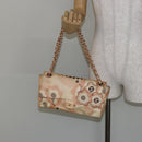 CHANEL Camelia Chain Shoulder Bag Satin Pink Gold CC Auth 141221-22