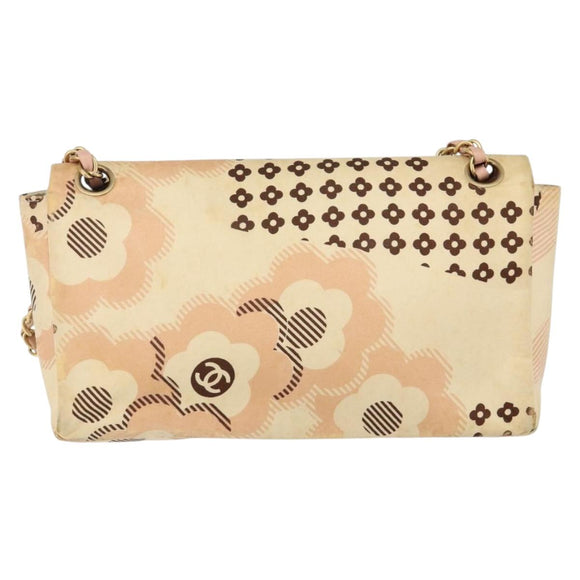 CHANEL Camelia Chain Shoulder Bag Satin Pink Gold CC Auth 141221