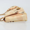 CHANEL Camelia Chain Shoulder Bag Satin Pink Gold CC Auth 141221-4