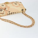 CHANEL Camelia Chain Shoulder Bag Satin Pink Gold CC Auth 141221-7