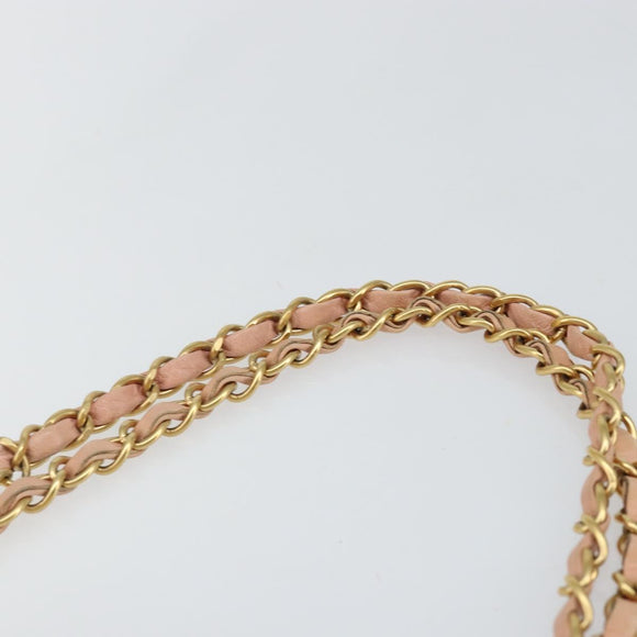 CHANEL Camelia Chain Shoulder Bag Satin Pink Gold CC Auth 141221