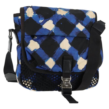 CHANEL Shoulder Bag Nylon Blue Black Silver CC Auth 141222V
