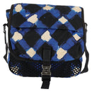 CHANEL Shoulder Bag Nylon Blue Black Silver CC Auth 141222A-2