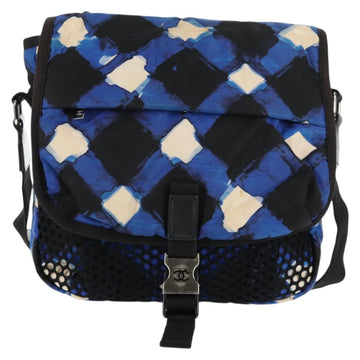 CHANEL Shoulder Bag Nylon Blue Black Silver CC Auth 141222A - 0