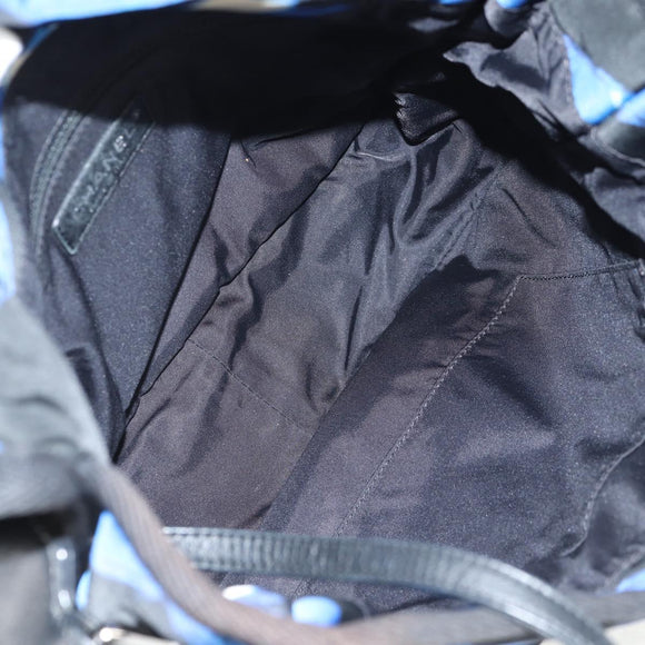 CHANEL Shoulder Bag Nylon Blue Black Silver CC Auth 141222V