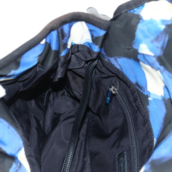 CHANEL Shoulder Bag Nylon Blue Black Silver CC Auth 141222V