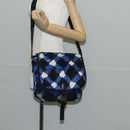 CHANEL Shoulder Bag Nylon Blue Black Silver CC Auth 141222A-30